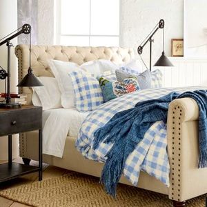 Rhett Check Organic Percale Duvet Cover & Shams